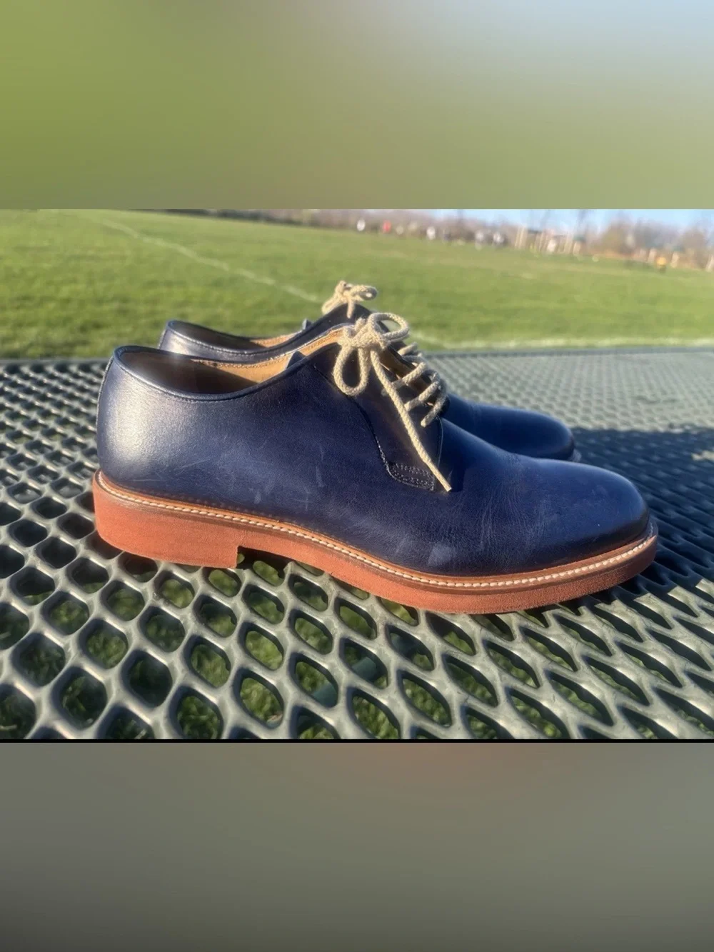 To Boot New York Joel Casual Oxfords Blue Leather Men's 8.5 Medium Made In Italy